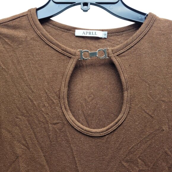 APRLL Women's Brown Short sleeve Keyhole Front Top Size Small - Picture 3 of 8